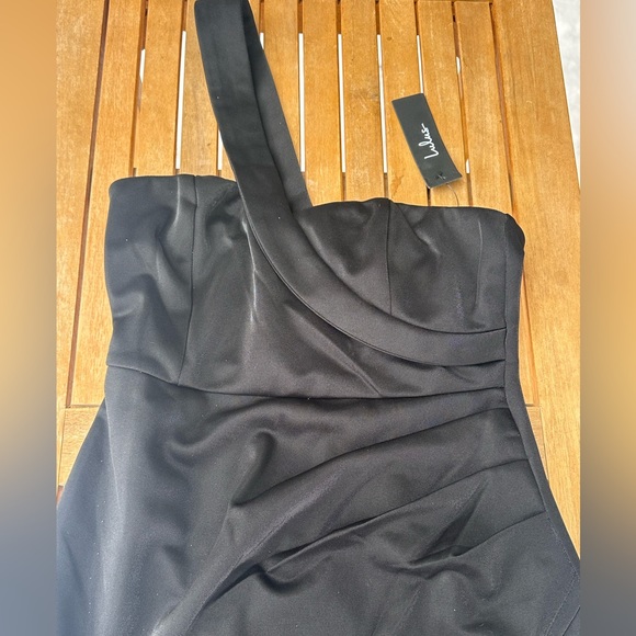 NWT Lulus One Shoulder Asymmetrical Black Mini Dress (M) - Picture 7 of 9